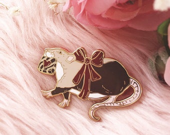 Chocolate Thief Rat Pin Valentine's Day Hard Enamel Gold Pins