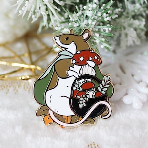 Forager Rat Herbs and Mushroom Rat Hard Enamel Pins