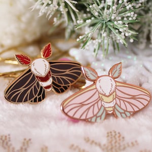 Tiny Moth Enamel Pins Rose Gold Pastel Goth