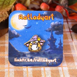 Wizard Maus with Star Wand Halloween Gold Hard Enamel Pin