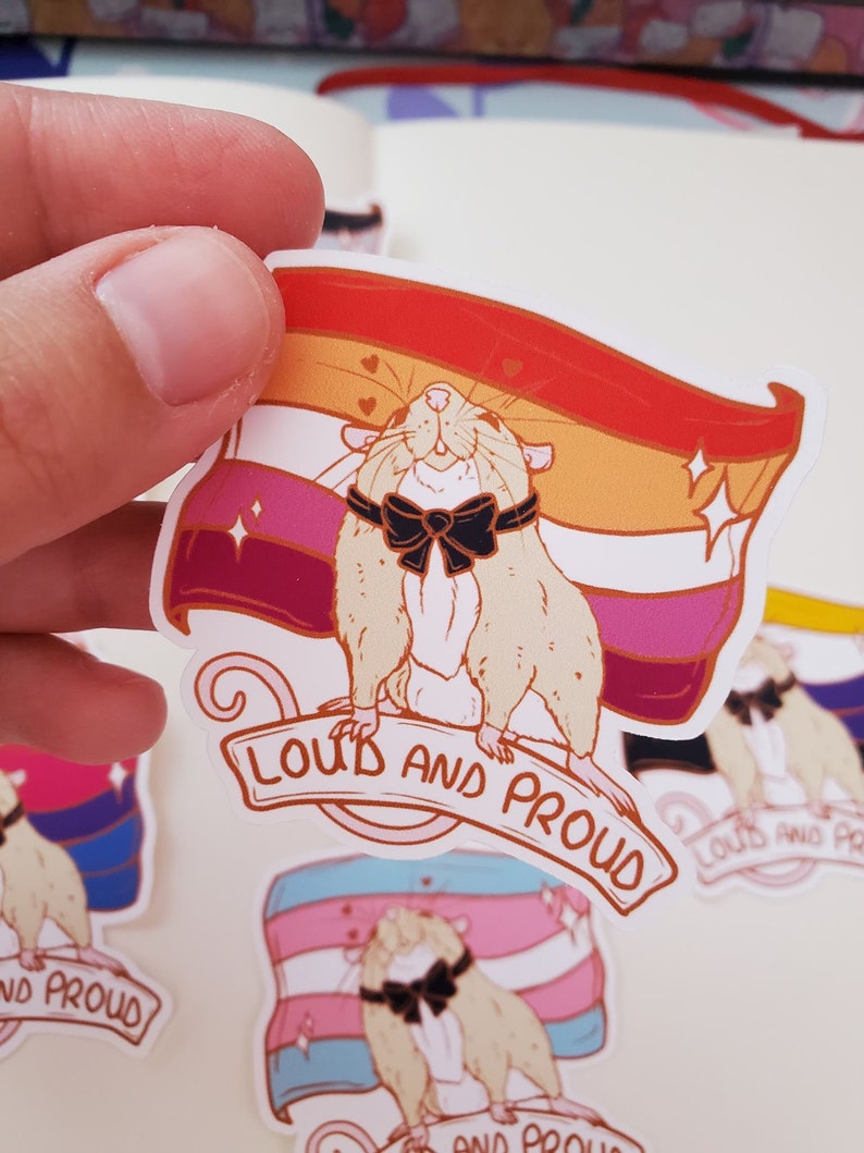 LGBTQ Die Cut Matte Stickers With Rats in Tuxedo Bows and Pride Flags ...