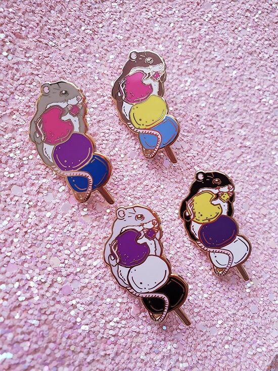 Dango Rat Pride Flag Nonbinary Asexual Bi Flag Pan Pride Hard Enamel Pin