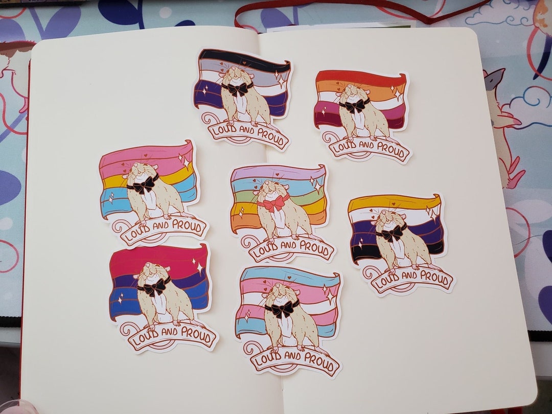 LGBTQ Die Cut Matte Stickers With Rats in Tuxedo Bows and Pride Flags ...