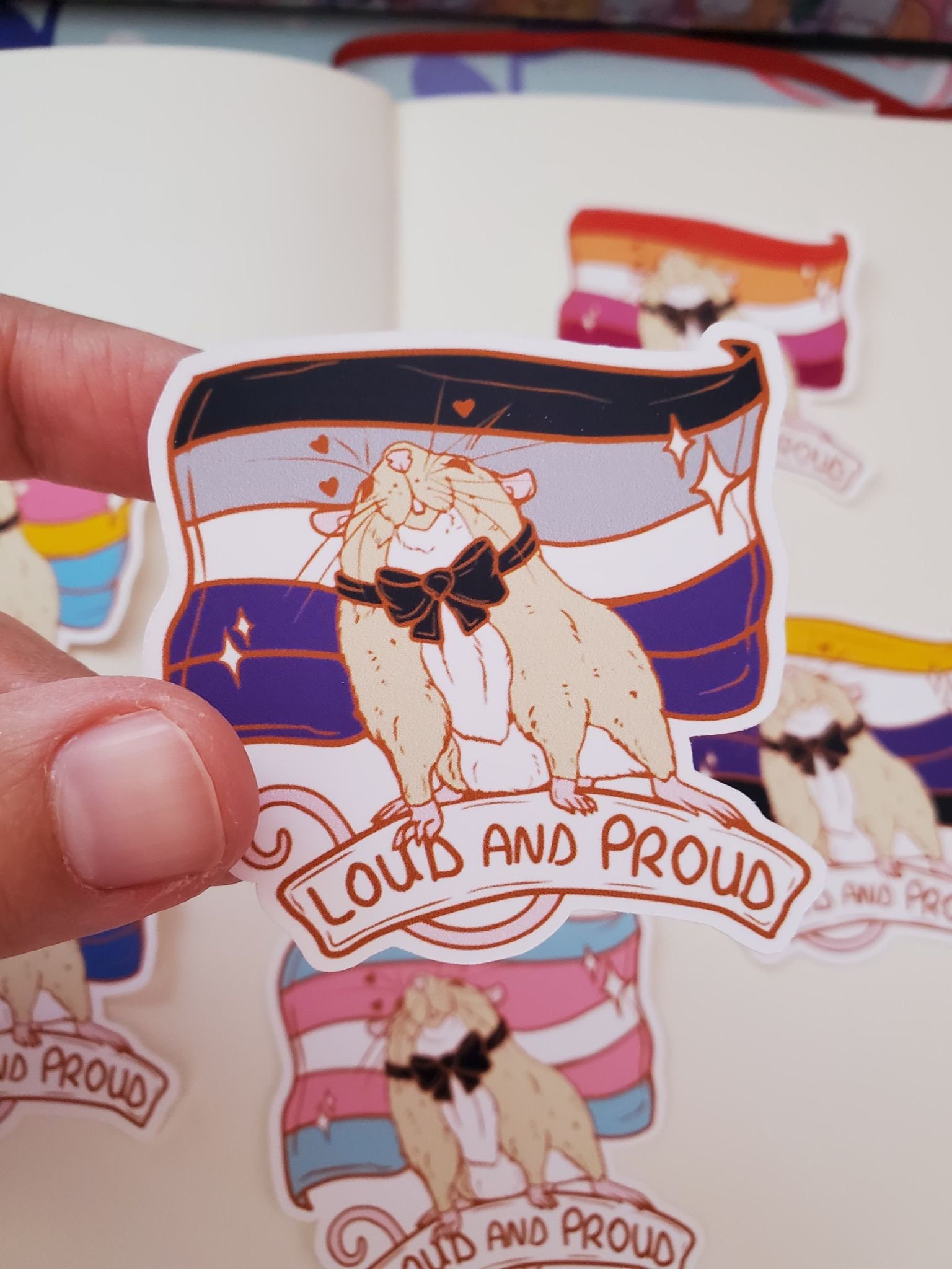 LGBTQ Die Cut Matte Stickers With Rats in Tuxedo Bows and Pride Flags ...