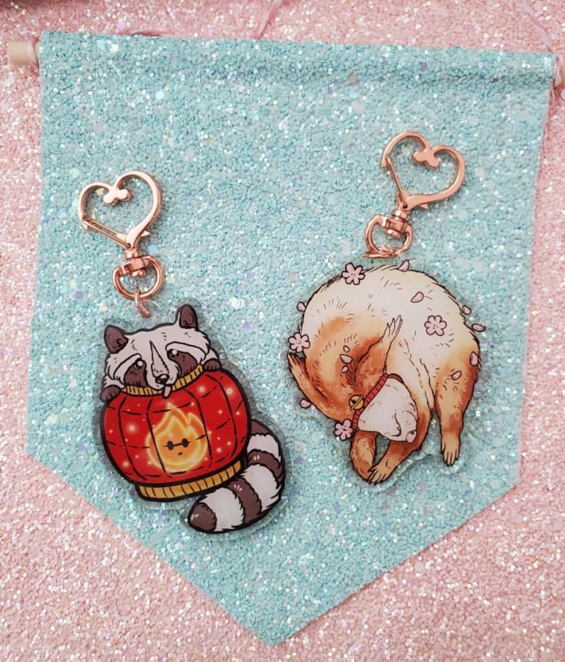 Nap All Day Ferret Acrylic Keychain Glitter Epoxy Etsy