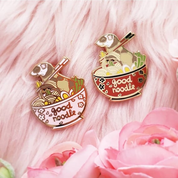Ferret in a Ramen Bowl Ferret Noodle Hard Enamel Pin Gold Metal Etsy