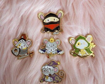 RPG Maus Characters Gold Hard Enamel Pins