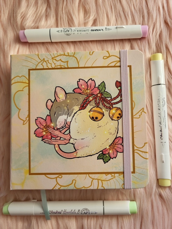 Rat with Cherry Blossoms Square Sketchbook 200 GSM