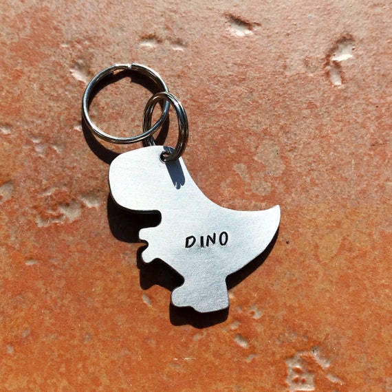 Dog ID Tag T-Rex Hand Stamped Dog Tag