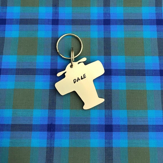 Plane Dog ID Tag Hand Stamped Aeroplane Tag