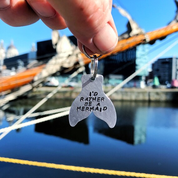 Mermaid Tail Dog ID Tag Hand Stamped Tag
