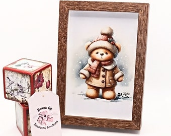 A Framed Print of my AI bear print ideal for child's bedroom or nursery