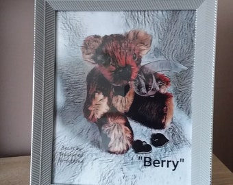 A Framed Print of my handmade "Berry" Bear, ideal for child's bedroom or nursery