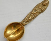 Brass Coffee Spoon, Aztec Design, Coffee Bean Design, Ornate Inca Handle, Vintage Metal Spoon, Serving Spoon, Canister Spoon, Small Spoon