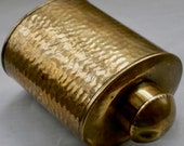 Brass Tea Caddy, Brass Tea Canister, Vintage Kitchenalia, Lidded Brass Caddy, Kitchen Decor, Storage Jar, Metal Tea Caddy, Textured Pattern
