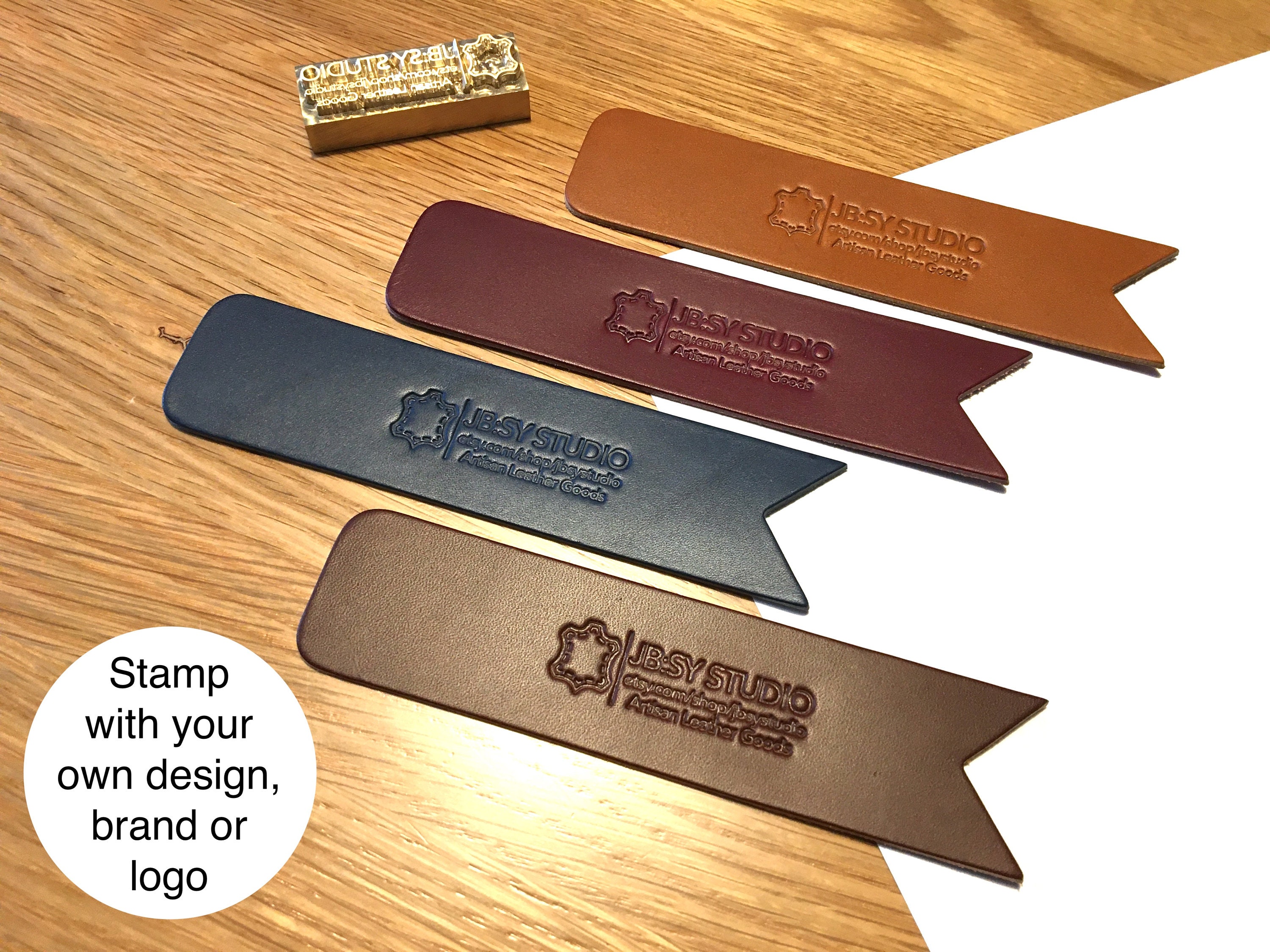 Bulk Pack Italian Leather Bookmarks With Custom Stamped Etsy