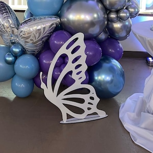 Decoración de mesa de fiesta de mariposas, recorte de madera de mariposa de vista lateral, telón de fondo de globo de fiesta, accesorio de decoración estilo pieza central de mariposa