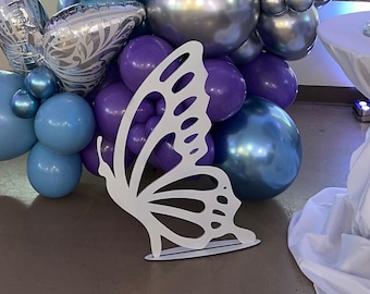 Butterfly Party Table Decoration, Side View Butterfly Wood Cutout, party balloon backdrop, butterfly centerpiece style decor prop