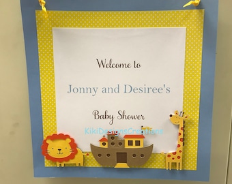 Noahs Ark Party Door Sign, Noahs Ark Welcome Sign, Noahs Ark Baby Shower, Noahs Ark Birthday Party, Baby Shower Sign, Birthday Party Sign