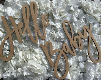 Hola signo de bebé, revelación de género, fondo de baby shower, BOHO, telón de fondo de bebé, anuncio de bebé