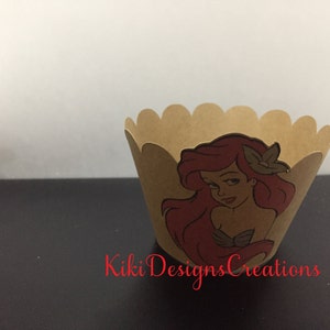 Cupcake Wrappers, Cupcake Holders, Little mermaid cupcake wrappers, Birthday Party, Wedding, Shower, All Occasion, Set of 12, Standard Size image 1