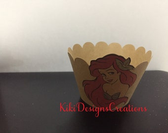 Cupcake Wrappers, Cupcake Holders, Little mermaid cupcake wrappers, Birthday Party, Wedding, Shower, All Occasion, Set of 12, Standard Size