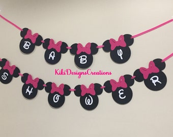 Minnie Mouse Banner Mickey Mouse Baby Shower Banner / Garland / Sign / Decoration / Party / Minnie and Mickey Mouse / Twins / Disney
