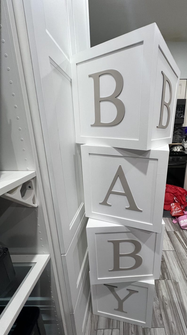Decoraciones para baby shower con bloques de bebé, decoración para baby shower, bloques de bebé, bloques de letras de madera. imagen 3