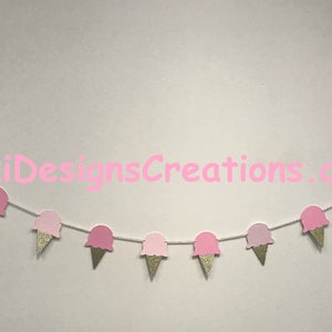 Ice Cream Cone Paper Garland - Paper Garland, Party Decor, Wedding Decor, Bridal Shower Decor, Baby Shower, Kids Room, Home Decor