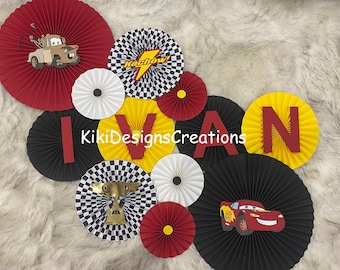 Lighten McQueen Party Paper fan, Lighten McQueen fondo de fotos, Lighten McQueen party Decor