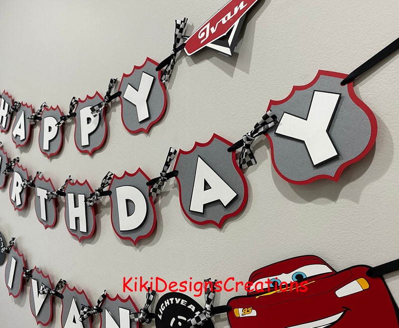 Cars Lightning McQueen Birthday Banner image 5