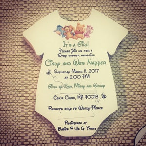 Winnie the Pooh Onesie Baby Shower Invite