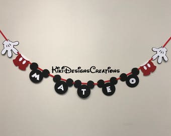 Mickey Mouse Gloves, Pants and NAME Birthday Banner