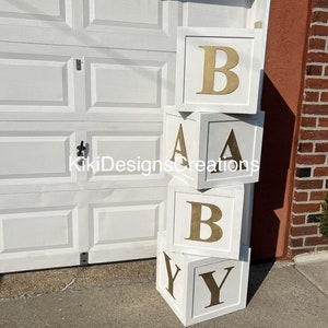 Baby Block baby shower decorations, baby shower decor, baby blocks, wooden letter blocks.