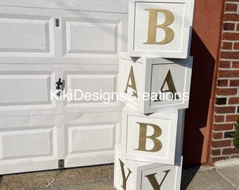 Baby Block baby shower decorations, baby shower decor, baby blocks, wooden letter blocks.