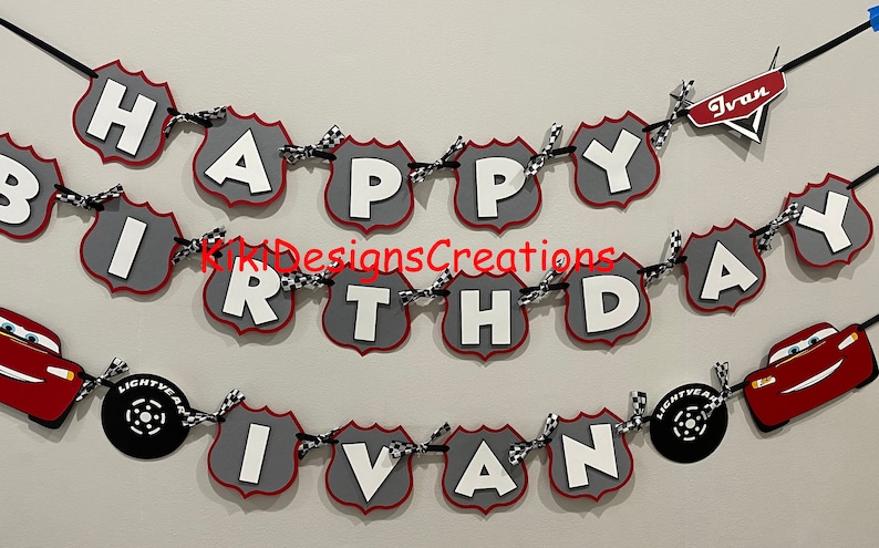 Cars Lightning McQueen Birthday Banner image 2