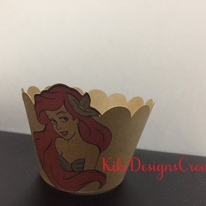 Cupcake Wrappers, Cupcake Holders, Little mermaid cupcake wrappers, Birthday Party, Wedding, Shower, All Occasion, Set of 12, Standard Size image 2