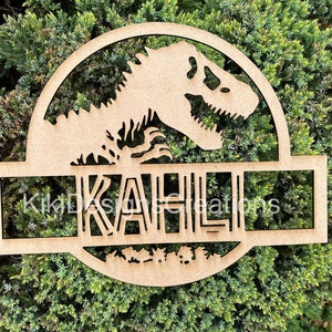 Dinosaur Name Sign, T Rex Laser Cut sign, JP Backdrop