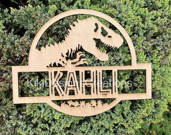 Dinosaur Name Sign, T Rex Laser Cut sign, JP Backdrop
