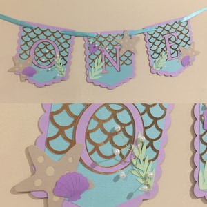 Mermaid highchair banner. first birthday second birthday. under the sea banner.
