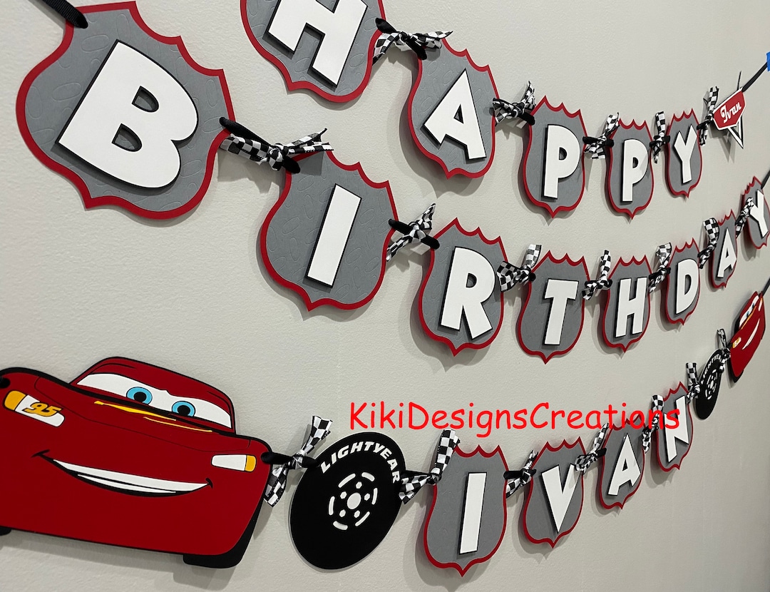 Cars Lightning Mcqueen Birthday Banner - Etsy