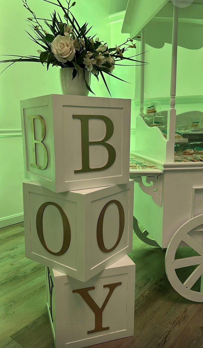 Decoraciones para baby shower con bloques de bebé, decoración para baby shower, bloques de bebé, bloques de letras de madera. imagen 4