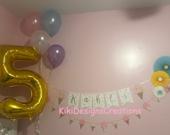 Personalize ice cream banner, Custom Ice cream garland, Ice cream party, Custom baby shower banner, Ice cream party decorations, Ice cream