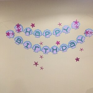 Mermaid Birthday Banner / Under the Sea Party / Garland / Sign / Party Decoration / Sea Shells