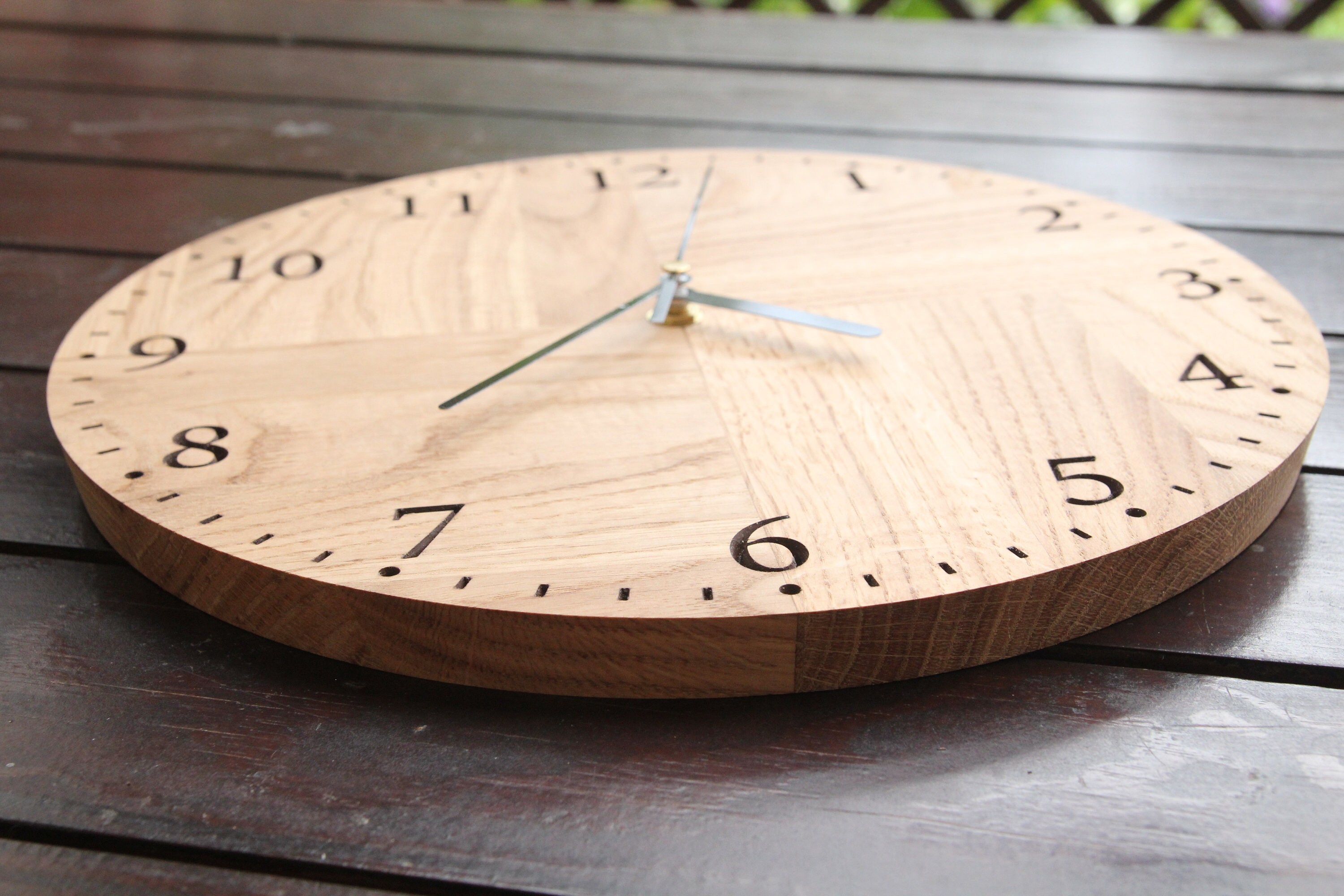 Oak Wall Clock Round Oak Wall Clock Wood Wall Clock Round Etsy