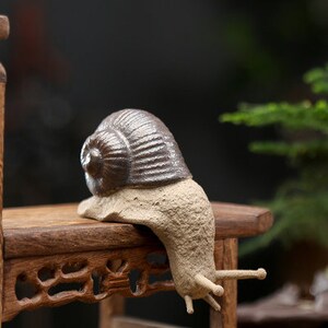 Tiny ceramic snail sculpture, Small snail for your bookshelf, baby snail little home decor addition, zen home corner