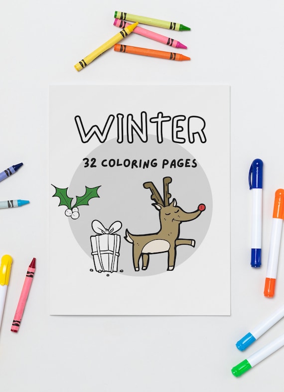 33 WINTER Coloring Pages, Printable Learning Winter Color Book