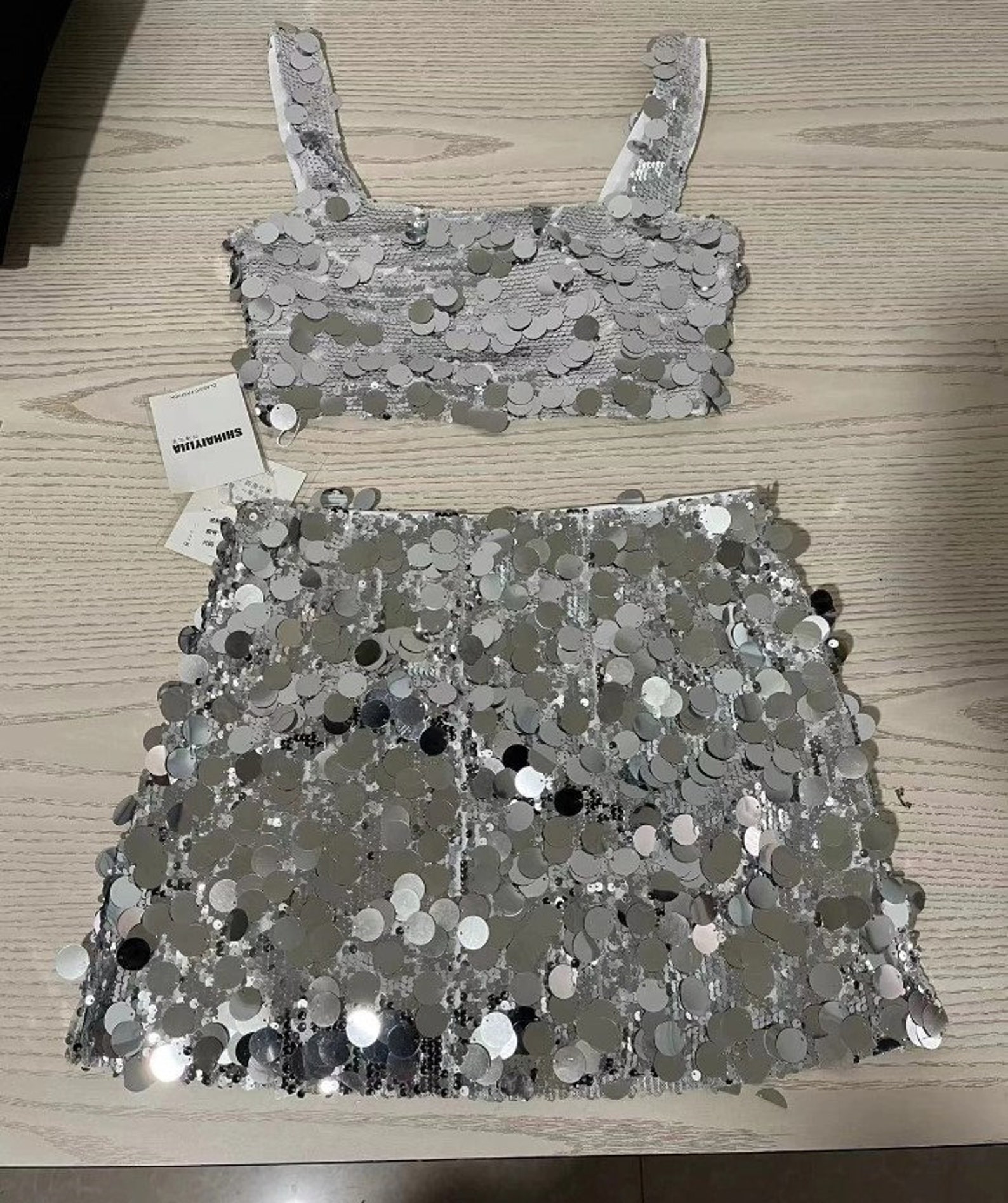 Taylor Discoball Outfit Sequins Crop Top Silver Sequins Two Etsy