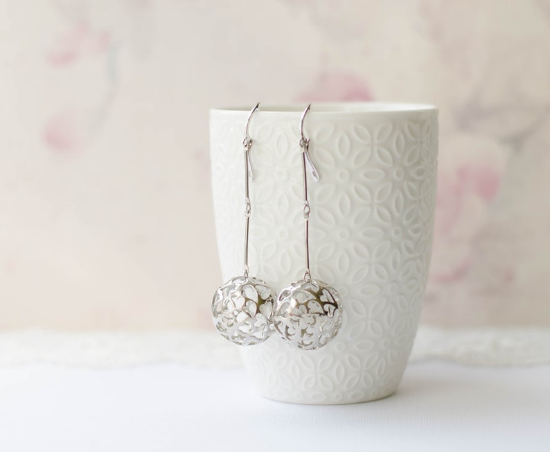 Filigree sphere round ball earrings