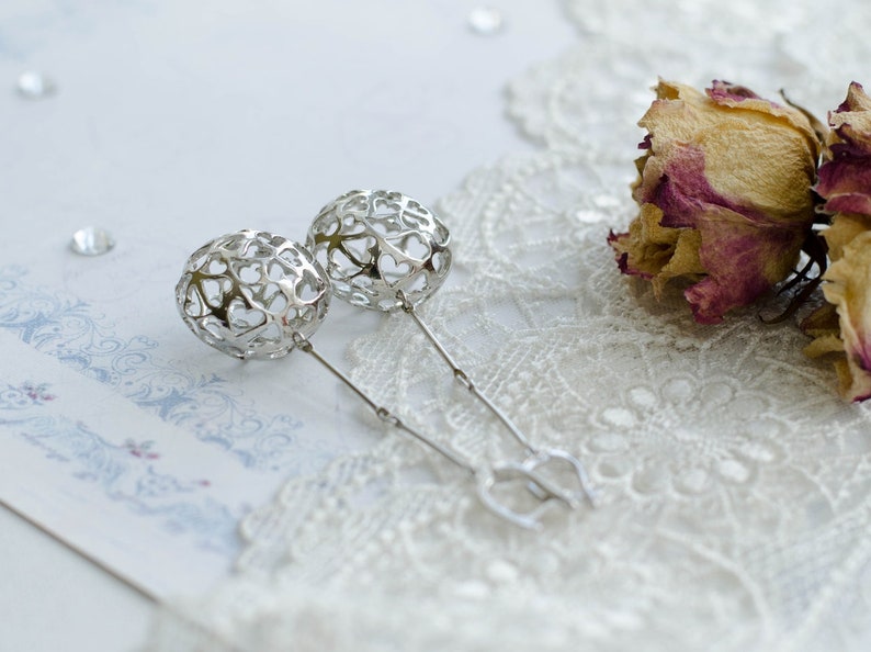 Filigree sphere round ball earrings